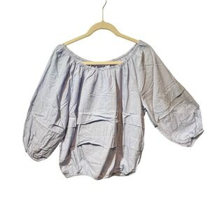 Gap Womens Top Medium‎ Blue Checkered Off Shoulder